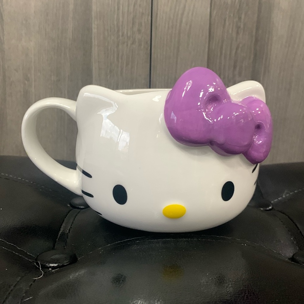 New Hello Kitty Face Purple Bow Sculpted Coffee Mug By Sanrio & Silver Buffalo